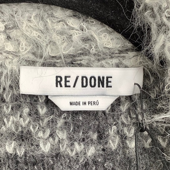 NEW! RE/DONE Size Small Oversized Crew Cardigan Black Ecru $550 msrp I10-1 - Picture 4 of 9